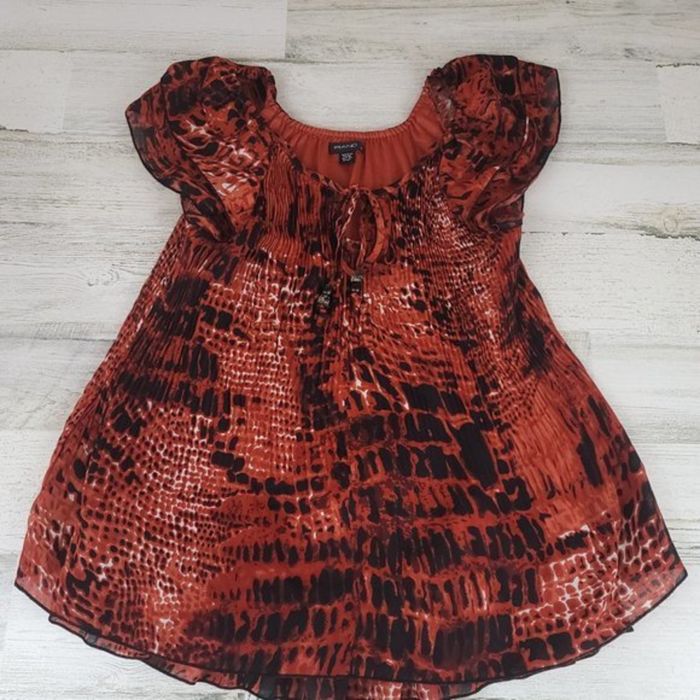 Women's Orange and Black Piano Top‎ Size Small